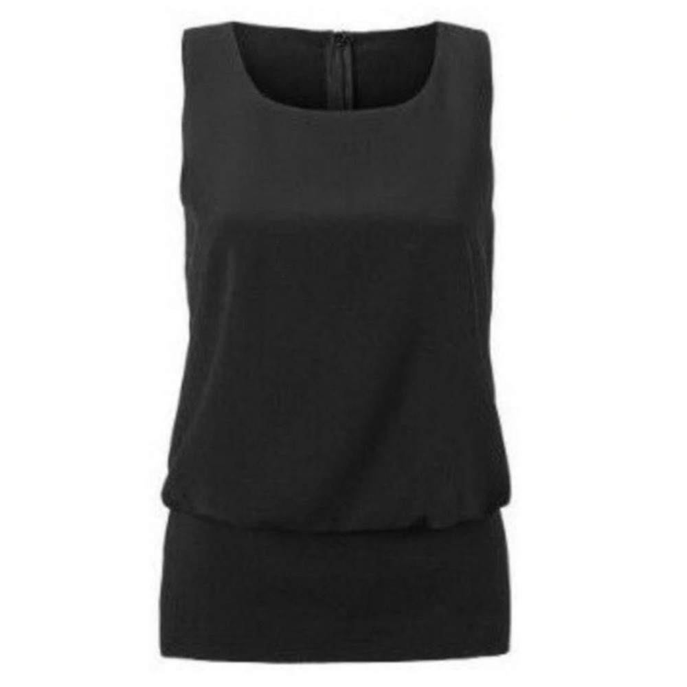 Cabi Women XS Sleeveless Indulgence Top Ponte Waistband Bubble Hem Blouse 5226